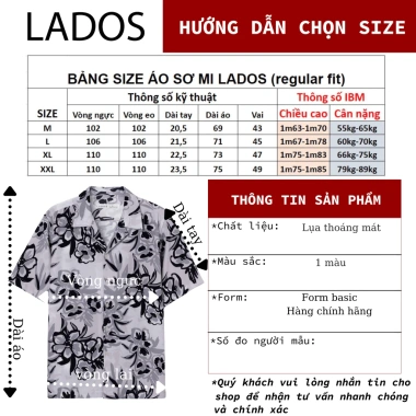 Áo sơ mi ngắn tay hoa nhài LADOS-18.152 lụa co giãn, thấm hút, đi biển, giá 162.000đ 3