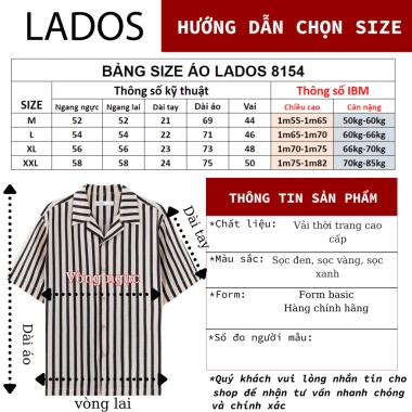 Áo sơ mi ngắn tay kẻ sọc cổ vest LADOS-8.154 trẻ trung Hàn Quốc giảm còn 153.000₫ 6