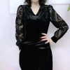 Áo sơ mi nhung mỏng xuân thu tay dài cổ chữ V thời trang nữ - Giá 201.301 VND 2