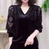 Áo sơ mi nhung mỏng xuân thu tay dài cổ chữ V thời trang nữ - Giá 201.301 VND 5