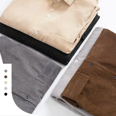 Áo sơ mi nhung tăm tay dài QTINO unisex, form rộng, vải mềm mại dày dặn, sành điệu giá 170k 3