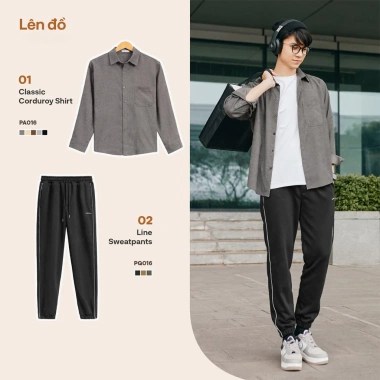 Áo sơ mi nhung tăm tay dài QTINO unisex, form rộng, vải mềm mại dày dặn, sành điệu giá 170k 4