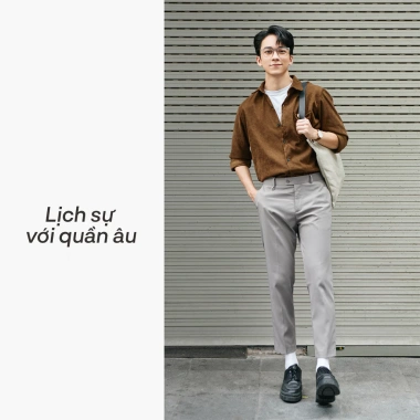 Áo sơ mi nhung tăm tay dài QTINO unisex, form rộng, vải mềm mại dày dặn, sành điệu giá 170k 8