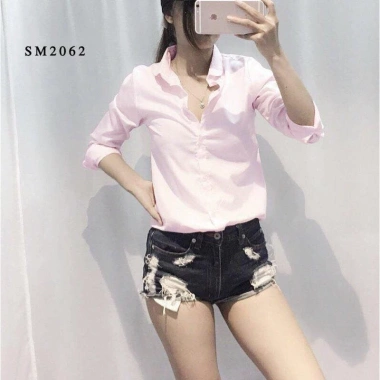Áo sơ mi nữ basic tay dài màu đen dáng suông - Thời trang nữ giá 135k giảm giá 6