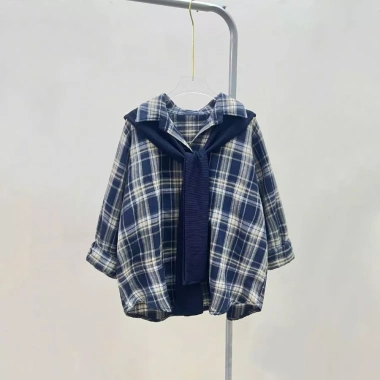 Áo sơ mi nữ bigsize form rộng kẻ sọc dài tay và khăn cổ nơ xinh SM182+A195 giảm 16% 2