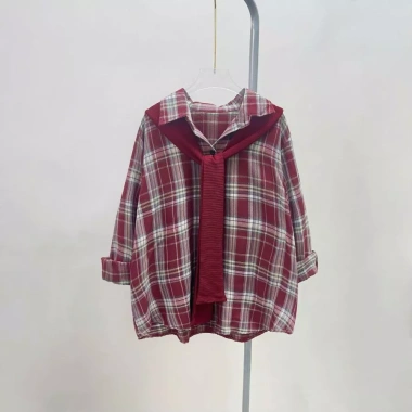 Áo sơ mi nữ bigsize form rộng kẻ sọc dài tay và khăn cổ nơ xinh SM182+A195 giảm 16% 3