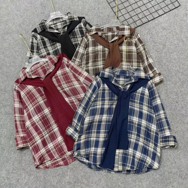 Áo sơ mi nữ bigsize form rộng kẻ sọc dài tay và khăn cổ nơ xinh SM182+A195 giảm 16% 6