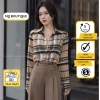 Áo sơ mi nữ caro nâu lụa dài tay cao cấp công sở MQ Boutique 289k