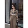Áo sơ mi nữ caro nâu lụa dài tay cao cấp công sở MQ Boutique 289k 5