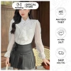 Áo sơ mi nữ cổ bèo voan tay dài, cổ tròn thời trang - Giá chỉ 125.000đ | MORI CLOTHINGS