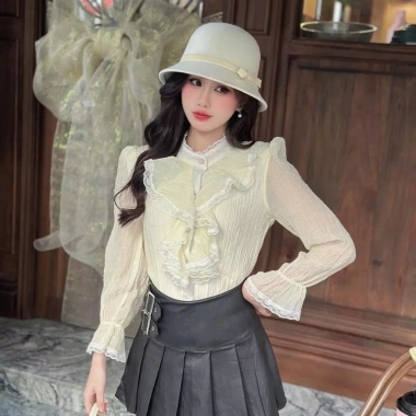 Áo sơ mi nữ cổ bèo voan tay dài, cổ tròn thời trang - Giá chỉ 125.000đ | MORI CLOTHINGS 5 Áo sơ mi nữ cổ bèo voan tay dài, cổ tròn thời trang - Giá chỉ 125.000đ | MORI CLOTHINGS 5
