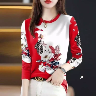Áo sơ mi nữ cổ cao nửa cổ dài tay mùa xuân thu 2.024 in hình bụng cao cấp phong cách 3 Áo sơ mi nữ cổ cao nửa cổ dài tay mùa xuân thu 2.024 in hình bụng cao cấp phong cách 3