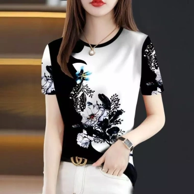 Áo sơ mi nữ cổ cao nửa cổ dài tay mùa xuân thu 2.024 in hình bụng cao cấp phong cách