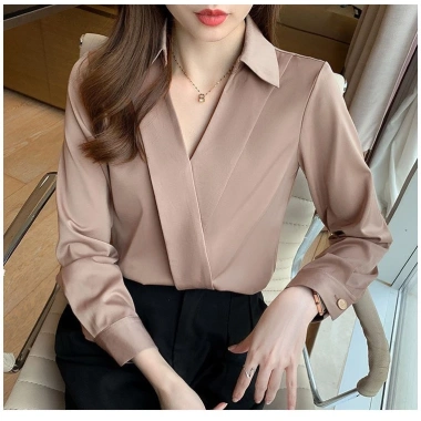 Áo sơ mi nữ cổ chéo công sở thời trang, dài tay, chất mềm mịn, video & ảnh thật - 159.000₫
