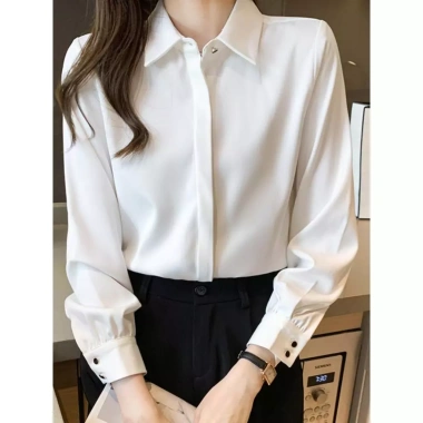Áo sơ mi nữ cổ đức dài tay chất cát hàn chống nhăn thoáng khí GN1 - Giá 116k 5