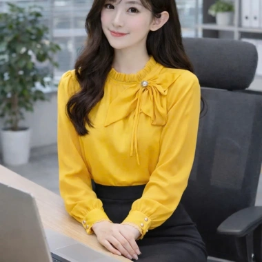 Áo sơ mi nữ cổ nơ Oxatyl A405 tay dài – Thời trang công sở, giảm giá 265k