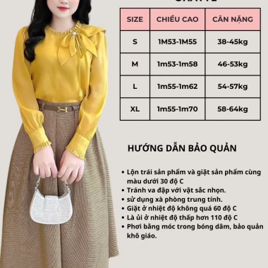 Áo sơ mi nữ cổ nơ Oxatyl A405 tay dài – Thời trang công sở, giảm giá 265k