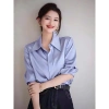 Áo sơ mi nữ cổ to lụa bóng latin cao cấp, size 30-90kg, giá 215.000₫