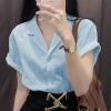 Áo sơ mi nữ cổ vest form suông, tay cộc vai trễ, linen bột mềm mát, form rộng - ASM09 - giảm 22% 2