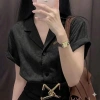 Áo sơ mi nữ cổ vest form suông, tay cộc vai trễ, linen bột mềm mát, form rộng - ASM09 - giảm 22% 5