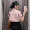 Áo sơ mi nữ cổ vest form suông, tay cộc vai trễ, linen bột mềm mát, form rộng - ASM09 - giảm 22% 9