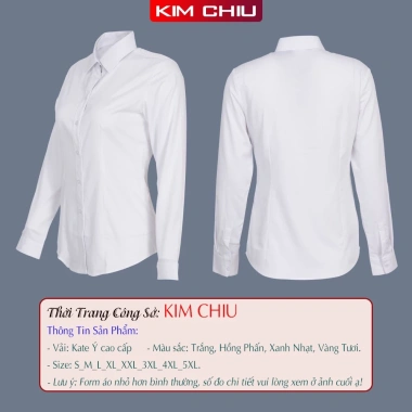 Áo sơ mi nữ công sở cao cấp Kim Chiu form mai an, vải Kate Ý ít nhăn, nhiều màu tay dài giãn nhẹ 3