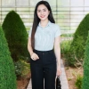 Áo Sơ Mi Nữ Công Sở Chiết Eo Cộc Tay Cổ Đức - Lụa Nhật MC Fashion Chính Hãng 5