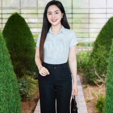 Áo Sơ Mi Nữ Công Sở Chiết Eo Cộc Tay Cổ Đức - Lụa Nhật MC Fashion Chính Hãng 5 Áo Sơ Mi Nữ Công Sở Chiết Eo Cộc Tay Cổ Đức - Lụa Nhật MC Fashion Chính Hãng 5