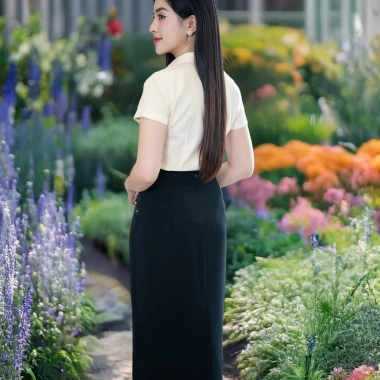 Áo Sơ Mi Nữ Công Sở Chiết Eo Cộc Tay Cổ Đức - Lụa Nhật MC Fashion Chính Hãng