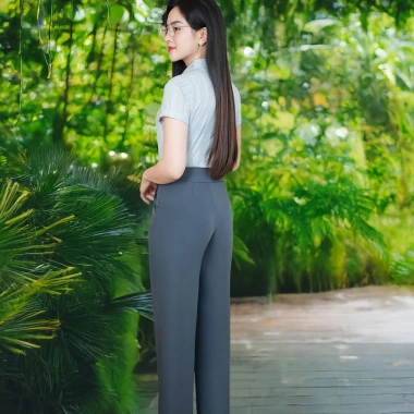Áo Sơ Mi Nữ Công Sở Chiết Eo Cộc Tay Cổ Đức - Lụa Nhật MC Fashion Chính Hãng