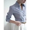 Áo sơ mi nữ công sở chiết ly eo, tay dài màu xanh kẻ sọc thanh lịch - 239.999đ 3