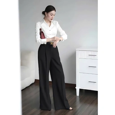 Áo sơ mi nữ công sở chiết ly eo, tay dài màu xanh kẻ sọc thanh lịch - 239.999đ 6