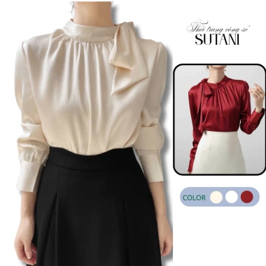 Áo sơ mi nữ công sở cổ nơ lụa gân cao cấp SUTANI A433 - Sang trọng, giá 215.000đ 2