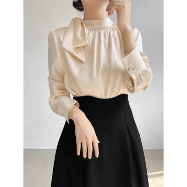 Áo sơ mi nữ công sở cổ nơ lụa gân cao cấp SUTANI A433 - Sang trọng, giá 215.000đ 3