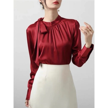 Áo sơ mi nữ công sở cổ nơ lụa gân cao cấp SUTANI A433 - Sang trọng, giá 215.000đ 5