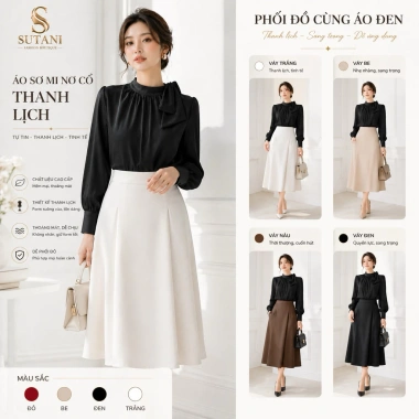 Áo sơ mi nữ công sở cổ nơ lụa gân cao cấp SUTANI A433 - Sang trọng, giá 215.000đ 9