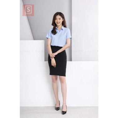Áo sơ mi nữ công sở dài tay xanh nhạt dáng suông, chất liệu chống nhăn, giá 95.000₫ 2 Áo sơ mi nữ công sở dài tay xanh nhạt dáng suông, chất liệu chống nhăn, giá 95.000₫ 2