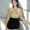 Áo sơ mi nữ công sở họa tiết hoa, cổ nơ tay bèo, oxatyl 2 lớp, chất vải tơ mát mùa hè - Giá 265k