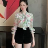 Áo sơ mi nữ công sở họa tiết hoa, cổ nơ tay bèo, oxatyl 2 lớp, chất vải tơ mát mùa hè - Giá 265k 7