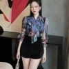 Áo sơ mi nữ công sở họa tiết hoa, cổ nơ tay bèo, oxatyl 2 lớp, chất vải tơ mát mùa hè - Giá 265k 8