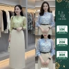 Áo sơ mi nữ công sở họa tiết lá voan cao cấp tay bồng dài form suông thanh lịch 222.000đ