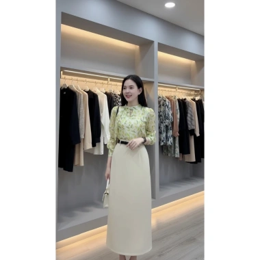 Áo sơ mi nữ công sở họa tiết lá voan cao cấp tay bồng dài form suông thanh lịch 222.000đ 6