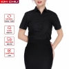 Áo sơ mi nữ công sở kim chiêu đen tay ngắn vải Kate ít nhăn giãn nhẹ, đổi trả thoải mái