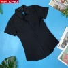 Áo sơ mi nữ công sở kim chiêu đen tay ngắn vải Kate ít nhăn giãn nhẹ, đổi trả thoải mái 2