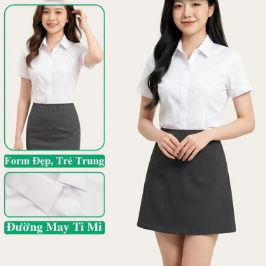Áo Sơ Mi Nữ Công Sở MADELA Ngắn Tay Trắng Cộc Tay Thanh Lịch: Giá 157.000 VNĐ