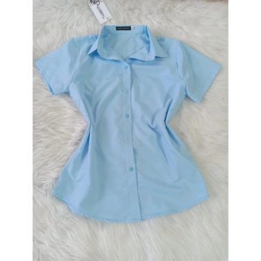 Áo sơ mi nữ công sở màu xan tay ngắn dáng Hàn Quốc full size 35-90kg giảm 165k 2