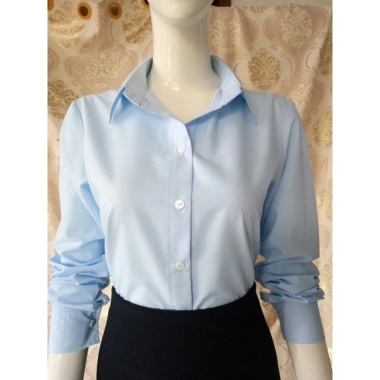 Áo sơ mi nữ công sở tay dài cotton ít nhăn, mát nhẹ màu xanh nhạt - Giá 99.200 VND 4