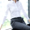 Áo sơ mi nữ công sở trắng dài tay chiết eo ly giấu cúc không nhăn bigsize Hàn Quốc 2