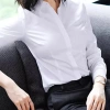 Áo sơ mi nữ công sở trắng dài tay chiết eo ly giấu cúc không nhăn bigsize Hàn Quốc 3