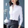 Áo sơ mi nữ công sở trắng dài tay chiết eo ly giấu cúc không nhăn bigsize Hàn Quốc 8